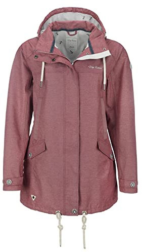 Dry Fashion Damen Funktionsmantel Bansin - Regen-Mantel Funktionsjacke Regenjacke wasserdicht winddicht in Dunkle Beere Melange Größe 42