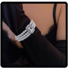 Clataly Damen Perlenkette Armbänder Vintage Runde Mehrschichtige Imitation Perle Choker Halsketten Brautschmuck (Perlenarmband)