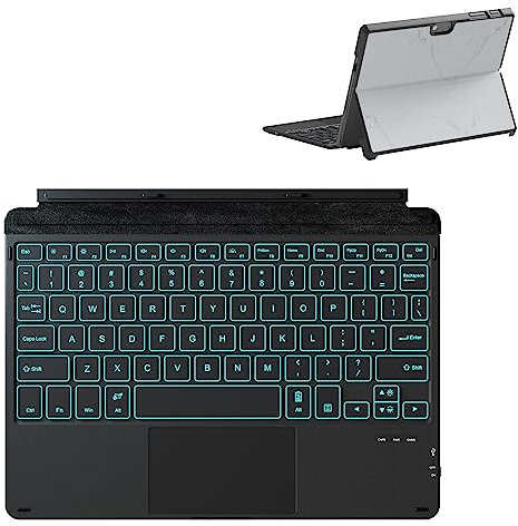 Qulose Funda de teclado para Surface Go 3 / Surface Go 2 / Surface Go, retroiluminación de 7 colores, teclado Bluetooth desmontable magnético con trackpad, teclado recargable para Surface Go, color