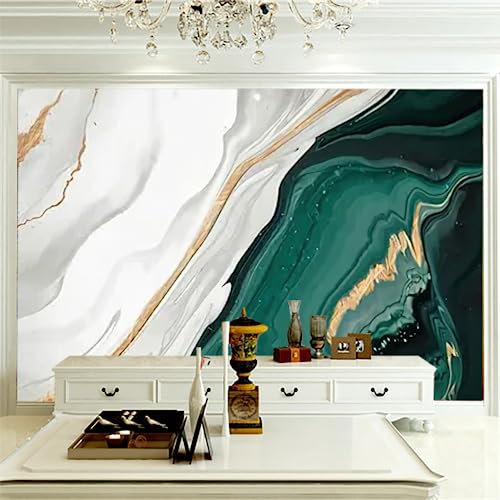 GIVLWF Papier Peint Intissé de Style Dégradé Blanc-vert, Style De Marbre De Luxe Panoramique Déco Mural - pour Salon Chambre D'enfant Décoration Murale 250 x 175 cm