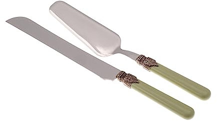 Rivadossi Sandro 1602D06 Set di Pala e Coltello per Torta, 2 Pezzi-Classic-100% Made in Italy, Artigianalità e Design, Acciaio Inox 18/10, Verde Salvia