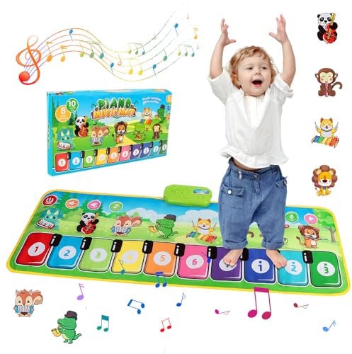 Klaviermatte für Kinder, Baby Spielzeug ab 1 Jahr Junge Mädchen,Klaviermatte mit 8 Musikinstrumentenklang,Musik Spielzeug ab 1 2 Jahr,Weihnachts,Lernspielzeug Geschenke für Jungen Mädchen (110 x 36cm)