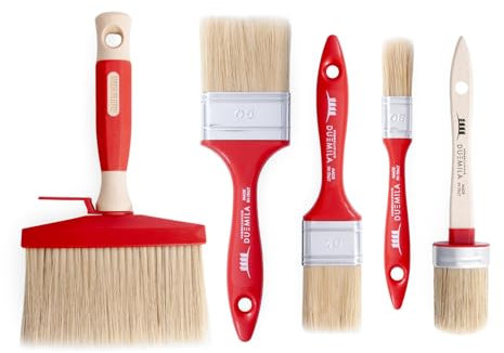 PENNELLIFICIO 2000 | Lot de 5 pinceaux pour Peinture, Bricolage, pinceaux, plafonds, Pinceau ovalino, kit de Peinture, Usage général et Petit Travail - Fabriqué en Italie