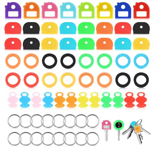 ENUTROF Cappucci per Chiavi Segna Copri Colorati Coprichiave Chiave Tappi | Porta Colorato Quadrate Cap Cover Universali Coprichiavi Colorate Gomma Coperture Coperchio Flessibile Facile Identificazione