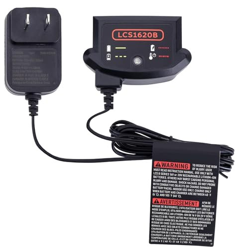 Tacerny LCS1620B Chargeur de Batterie Lithium Noir et Decker 20V Compatible avec Batterie Black and Decker 12V 20V MAX LBXR20