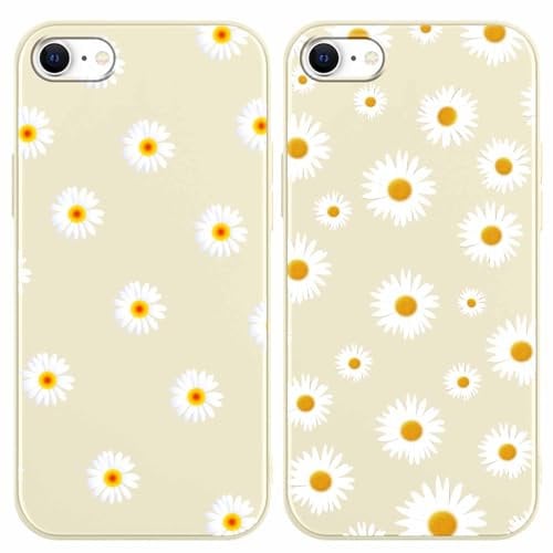 Foonary 2 Pack Floral Phone Case Compatible with iPhone 8/SE 2022/7/SE 2020 4.7,Slim Soft Silicone with Flowers Design Aesthetics Pattern, Shockproof Bumper Protector Matte Cover for iPhone 7 Daisy