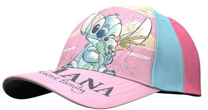 Disney Stitch Baseballkappe für Mädchen, Stitch, Scrump und Angel Design Baseballmütze, Kinder Sommermütze, Geschenk für Mädchen (DE/NL/SE/PL, Numerisch, 53, Rosa)