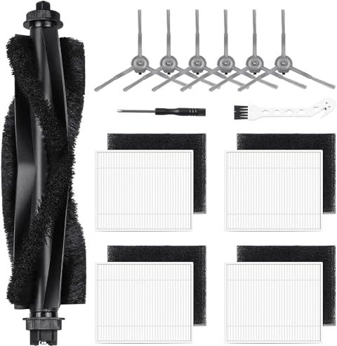 NIXOOT 13 Stück Zubehörset für Eufy L60 / L60 SES / L60 Hybrid / L60 Hybrid SES Saugroboter, Ersatzteile Zubehör 1 Hauptbürste 4 Hepa Filter 6 Seitenbürste 1 Reinigungszubehör 1 Schraubendreher