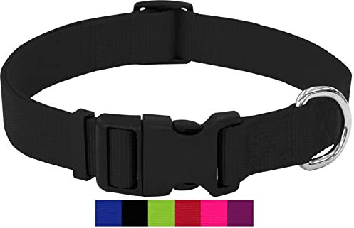 DEY - Premium Hundehalsband Nylon | Verstellbar | für Kleine u. Große Hunde | viele Farben u. Größen | Schwarz, S