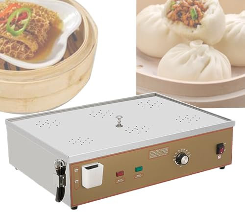PLABNK Vaporizador Eléctrico De Alimentos De 2/4/6 Orificios, Calentamiento con Tubo En U De Acero Inoxidable, Control De Temperatura (30-110 °C), con Alarma Ebullición Seco, para Bollos,6 Holes