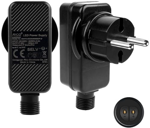 StarryEver 30V 300mA EU-Adapter EU Stecker für Lichterkette, Niederspannungs Netzteil Ersatz für LED Schlauch Lichterkette 30V 300mA 9W EU-Adapter EU Stecker