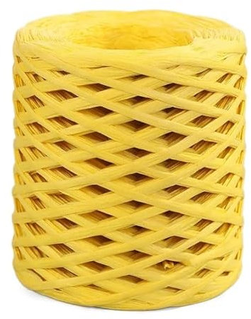 Hilo de rafia for tejer a mano, tejer a ganchillo, hilo de papel de paja Lafite, for hacer sombreros, bolsos, líneas de embalaje, cinturones, cuerdas, hilos - 200 m(yellow)