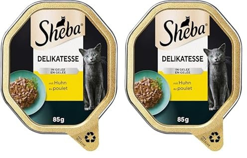 SHEBA Schale Nassfutter für Katzen Delikatesse in Gelee mit Huhn 2 x 11 x 85g (Packung mit 2)