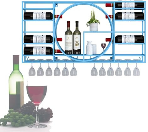 Étagère à vin murale en métal avec rangement pour verres à vin, mini bar, liqueur, vitrine pour bouteilles de whisky, cuisine, salle à manger, bar, décoration