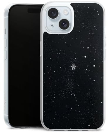 Silikon Hülle kompatibel mit Apple iPhone 15 Case transparent Handyhülle Astronaut Weltall Space