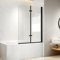 EMKE Mampara de ducha para bañera, 120 x 140 cm, color negro, accesorio de 2 piezas, plegable, mampara de ducha para bañera, mampara plegable de 6 mm, cristal de seguridad