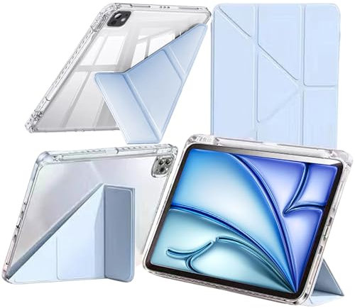 Custodia Compatibile con iPad Air 11 Pollici M2 (2024), iPad Air 5/4 10,9 2022/2020, iPad Pro 11 Pollici (2022-2018) con Portapenne, 6-in-1 Supporto, Auto Svegliati/Sonno, Blu Cielo