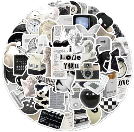 OUDQFCJ 58 Stück Aesthetic Vintage Wasserfest Sticker Aufkleber Scrapbook Zubehör DIY Basteln Deko für Scrapbooking Laptop Fahrrad Teenager Jugendliche