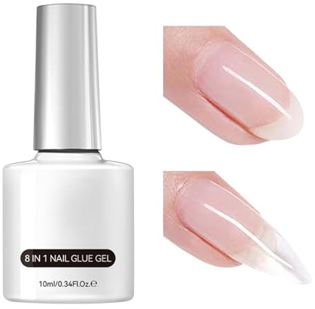 8 in 1 Nail Glue Gel, Gel Nail Glue, Acrylic Nail Extension Glue Gel, Professional Nail Glue Gel, Durable Nail Glue Gel for Tips, Gel Nail Glue for Long Lasting Extensions & Artificial Nails