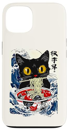 Cat Ramen Japanese Funny Graphic apparels Kawaii Anime Merch Case for iPhone 13