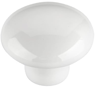 White Ceramic Cabinet Knob Round Button Mushroom 36mm Pull Handle Cupboard Door Drawer Bathroom Kids Furniture Renovation Upcycle Hardware