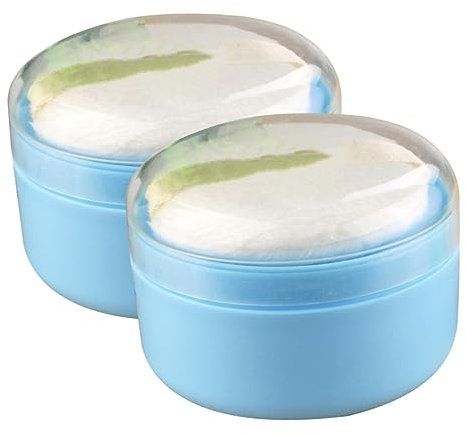 COOPHYA 2 Stück Puderquastenbox Blau Aus Langlebigem Material Puderquastenetui Mit Weichem Schwamm Für Empfindliche Babyhaut Praktische Aufbewahrung Für Babypuder Zuhause Und Unterwegs