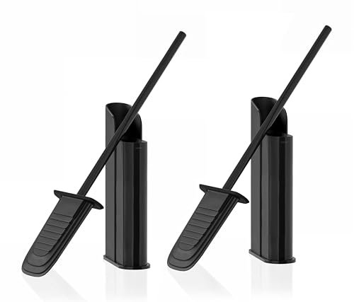 COSMIC Flat Pack 2 Escobillas de Baño de Silicona de Diseño Flexible y Ultrafino. Escobillero de Suelo o Pared para WC. Portaescobillas de Color Negro Mate