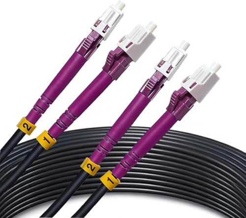 Elfcam - 300m Cable de Fibra Óptica OM4 LC/UPC a LC/UPC Dúplex Multimodo 50/125um ODM 5.0mm, Adecuado para Instalaciones Exteriores e Interiores, 300 Metros