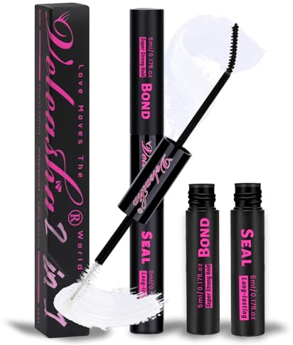 Veleasha Wimpern Bond und Seal Wimpern Cluster Kleber wasserfester Wimpernkleber lang anhaltend für DIY Wimpernverlängerungen super starke Haftung 72 Stunden für den Heimgebrauch (10ml Weiß)