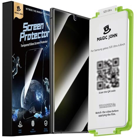 MAGIC JOHN Lot de 2 Films de Protection D'écran Ultra Flexibles en TPU Pour Samsung Galaxy S23 Ultra(6,8 ), Elimination Automatique de La Poussière, Film de Dureté 7H, Film Anti-Espion, Sans bulles