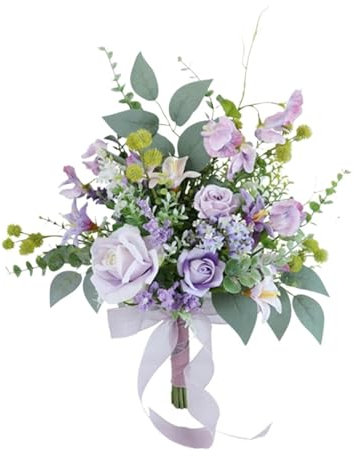 CEHJZQRPL Künstlicher Hochzeitsstrauß, Lila, 45CM/17,7 Zoll, Romantisch, Elegant, Besonderer Anlass, Künstlicher Blumenstrauß