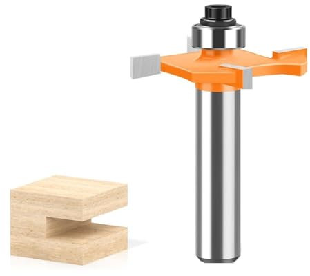 Carbide Tipped Rabbeting Router Bit, 8MM Shank 4-Wing Biscuit Jointer T Slot Wood Milling Cutter(8 * 6mm)