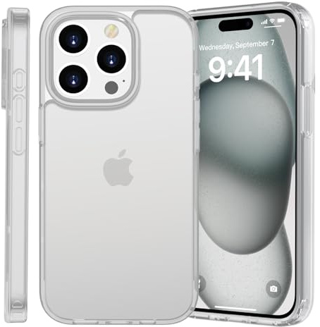 Kukiwhy für iPhone 15 Pro Hülle, Matte Weiß | Stoßfest Militärstandard Schutzhülle Anti-Kratzen, Durchscheinende Rückseite Handyhülle, Anti-Fingerabdruck