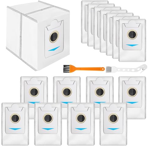 Lot de 16 Sacs d'aspirateur pour Ecovacs T30S / T30S PRO / X2 / X5 Omni,Sac Aspirateur Robot pour Ecovacs Deebot T30 Pro Omni,Accessoires de rechange,Grande capacité de 3L,Contient 2 pinceaux