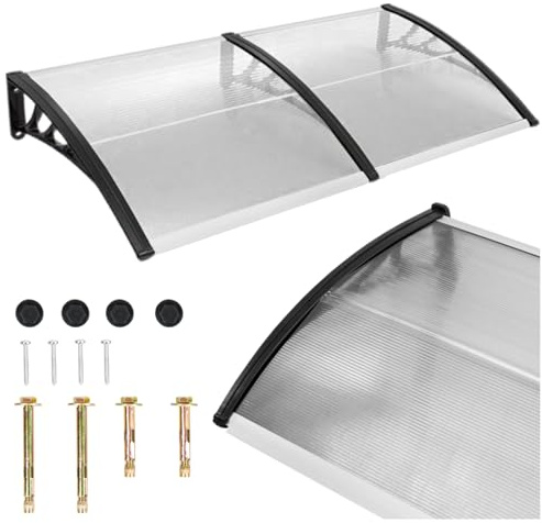 ZOLTA Gewölbtes Vordach 200 × 100 cm aus Polycarbonat und Aluminium – Haustür Überdachung mit UV-Schutz, wetterfest, modernes Design, ideal für Türen, Fenster, Balkone, Schaufenster, Eingangsbereiche