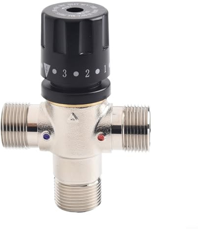 Yuanpgky Válvula mezcladora termostática de calentador solar DN20 de 3/4 pulgadas con características de control y seguridad para aplicaciones de baño y ducha en el jardín del hogar