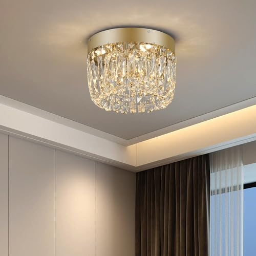 Deckrico Gold Kristall Deckenleuchte 30 cm Schlafzimmer Deckenlampe