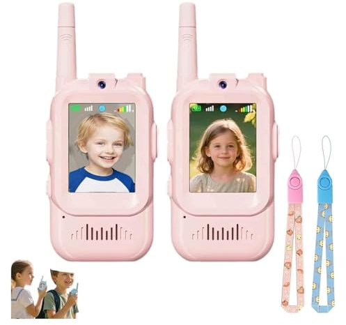 Walkie talkie video per bambini con fotocamera e schermo di visualizzazione, supporta il cambio di voce video, walkie-talkie a lungo raggio per ragazzi e ragazze, per Natale e compleanno(2pcspink)