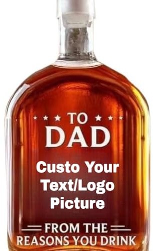 Decanter per liquori personalizzato da 500 ml, 750 ml, set di bottiglie di whisky personalizzate in vetro inciso UV per Scotch Bourbon Cognac Regalo unico per uomini, papà, matrimonio