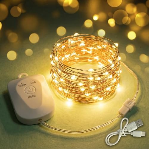 BG9D Lichterkette Batterie Timer,3M 30 LED Mini Lichterkette mit Batterie Wiederaufladbar mit Timer & 8 Modi, IP67 Wasserdicht, Kleine Lichterkette für Zimmer, Deko, Weihnachten, Party, Hochzeit