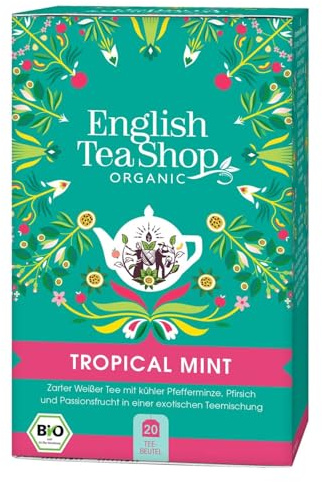 ETS - Tropical Mint, BIO, 20 Teebeutel | zarter Weißer Tee mit kühler Pfefferminze, Pfirsich und Passionsfrucht - exotische Teemischung - ideal als Eistee