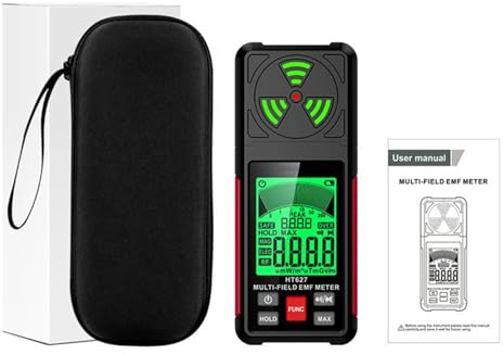 ASHATA Tragbarer HF-Detektor mit Dreiachsigem Sensor für Zuhause und Büro | Multifunktionales Elektromagnetisches Messgerät für 5G und WLAN (HT627 Standardversion)