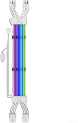 PureBowlic ARGB PSU Kabelverlängerung für 5 V adressierbare LED, weiß, 24-polig, 3 x 8-polig, 12 + 4-polig, GPU-Kabel, flexibler Silic-Streifen für PC-Gaming-Gehäuse, Modding Build Decor(2 x 8P)