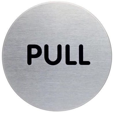 Durable Türschild Picto rund (Pull, Ø 65 mm) metallic silber, 490165