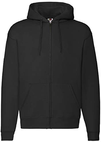Fruit of the Loom Mens Zip Through Hooded Sweatshirt/Hoodie (L) (Black)