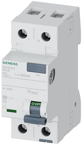 Siemens 5SV – Interruttore differenziale clase-a 2 poli 40 A 300 mA 70 mm