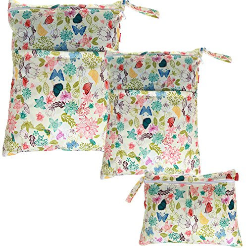 Damero 3pcs Dry Bag pacchetto Wet per pannolini di stoffa pannolino Bag Daycare sacchetto dell'organizzatore, Giungla