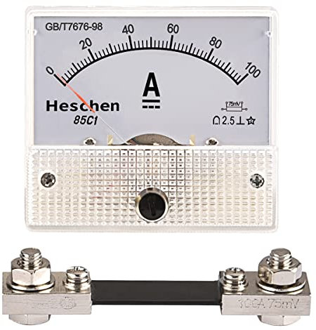 Heschen 85C1-100A misuratore di corrente amperometro a pannello rettangolo montato DC 0-100A Classe 2.5 bianco