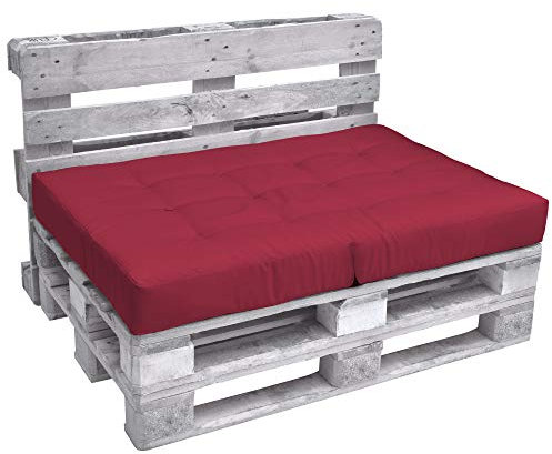 Beautissu Coussin Assise Euro Palette 120x80 cm ECO Elements – 1x Confortable Coussin Pliable Rouge – Banquette Coussin Lounge Extérieur & Intérieur Coussin d'assise pour Jardin Canape