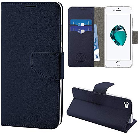 N NEWTOP Cover Compatibile per iPhone 7-8 - SE 2020, HQ Lateral Custodia Flip Libro Magnetica Portafoglio Simil Pelle Stand (Blu)